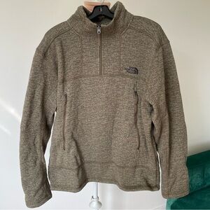 The North Face Quarter-Zip Heather Green Stand Collar Fleece Lined Pullover XL